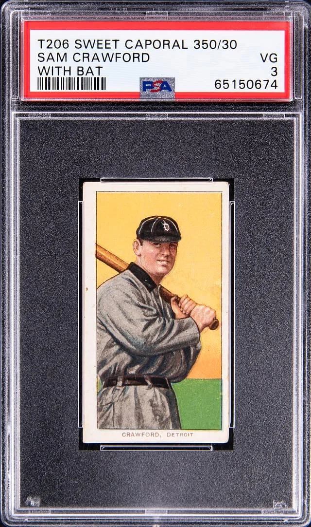 1909-11 T206 Sam Crawford, With Bat - Sweet Caporal/350 White Border #no-number card image