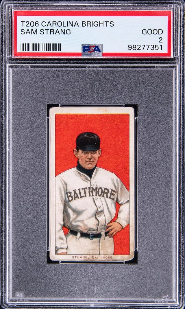 1909-11 T206 Sam Strang - Scarce Carolina Brights Back White Border #no-number card image