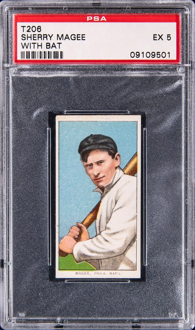 1909-11 T206 Sherry Magee, With Bat - American Beauty/350 White Border #no-number card image