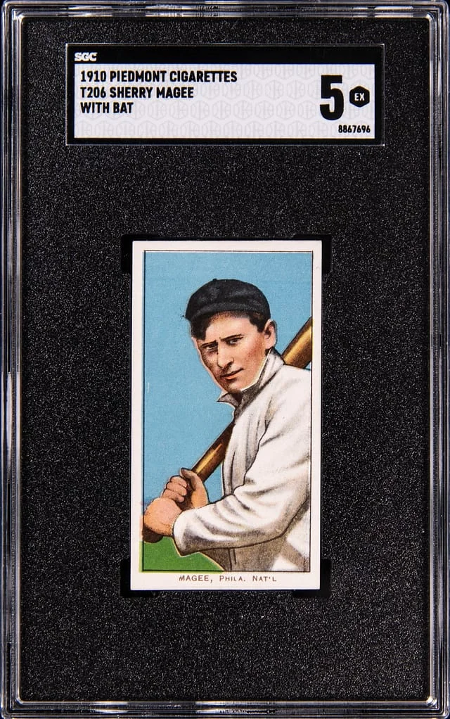1909-11 T206 Sherry Magee With Bat - Piedmont White Border #no-number card image