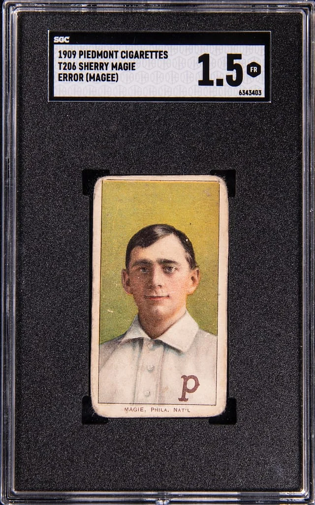 1909-11 T206 Sherry Magie Error (Magee) - Piedmont White Border #no-number card image