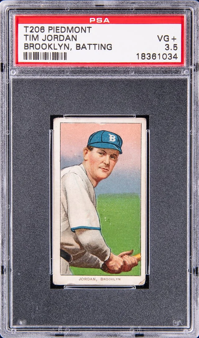 1909-11 T206 Tim Jordan, Brooklyn, Batting - Piedmont White Border #no-number card image