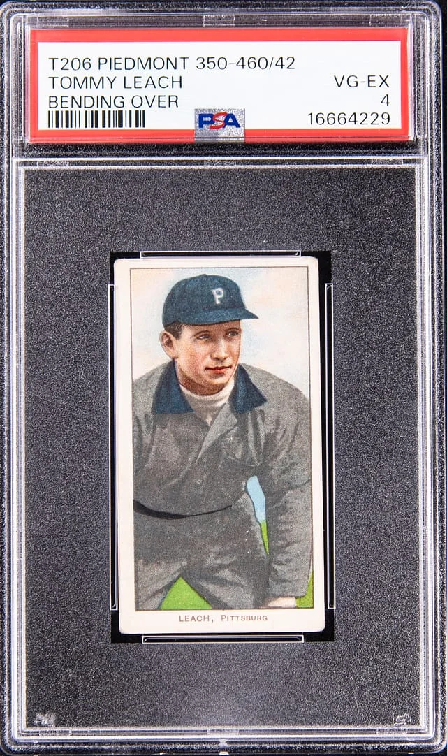 1909-11 T206 Tommy Leach, Bending Over - Piedmont 350-460/42 White Border #no-number card image