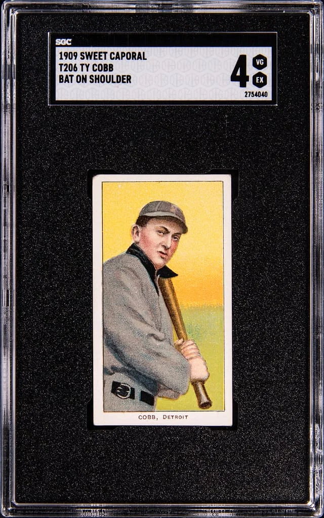 1909-11 T206 Ty Cobb, Bat On Shoulder - Sweet Caporal 150 White Border #no-number card image