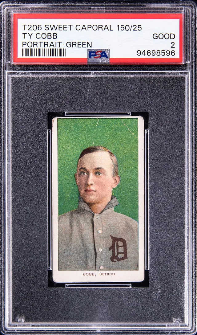 1909-11 T206 Ty Cobb, Portrait, Green Background White Border #no-number card image