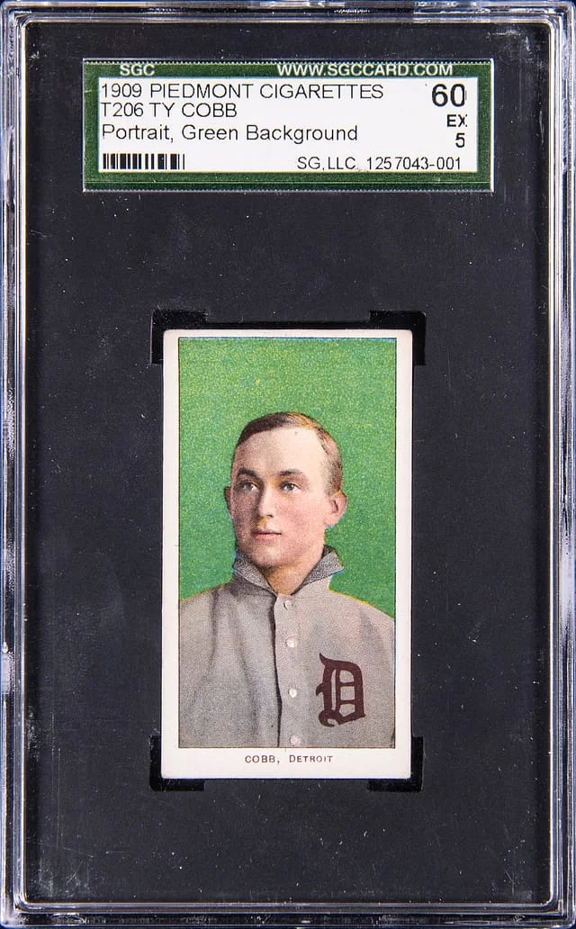 1909-11 T206 Ty Cobb, Portrait, Green Background - Piedmont/150 White Border #no-number card image