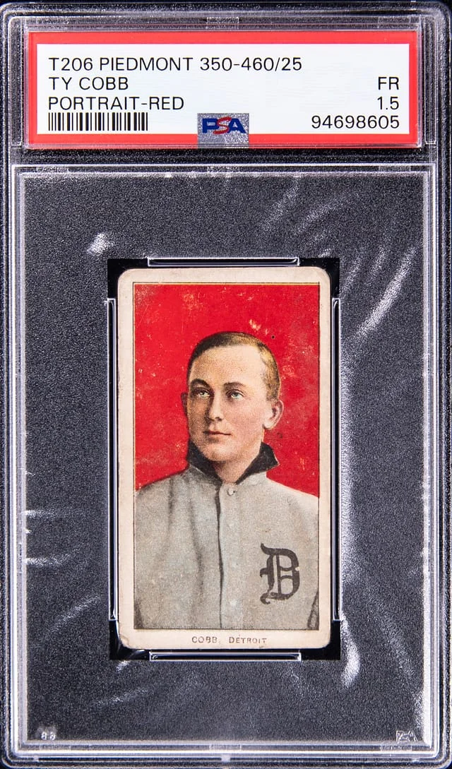 1909-11 T206 Ty Cobb, Portrait, Red Background - Piedmont 350-460 White Border #no-number card image