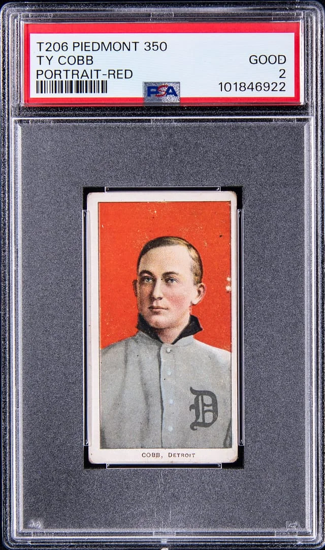 1909-11 T206 Ty Cobb, Portrait, Red Background - Piedmont 350 White Border #no-number card image