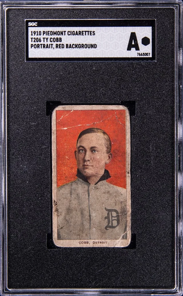 1909-11 T206 Ty Cobb, Portrait, Red Background - Piedmont 350/25 White Border #no-number card image