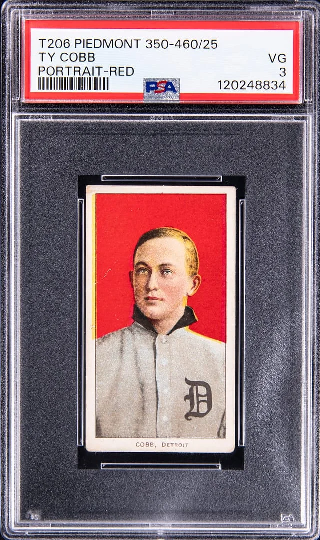 1909-11 T206 Ty Cobb, Portrait, Red Background - Piedmont/350-460 White Border #no-number card image