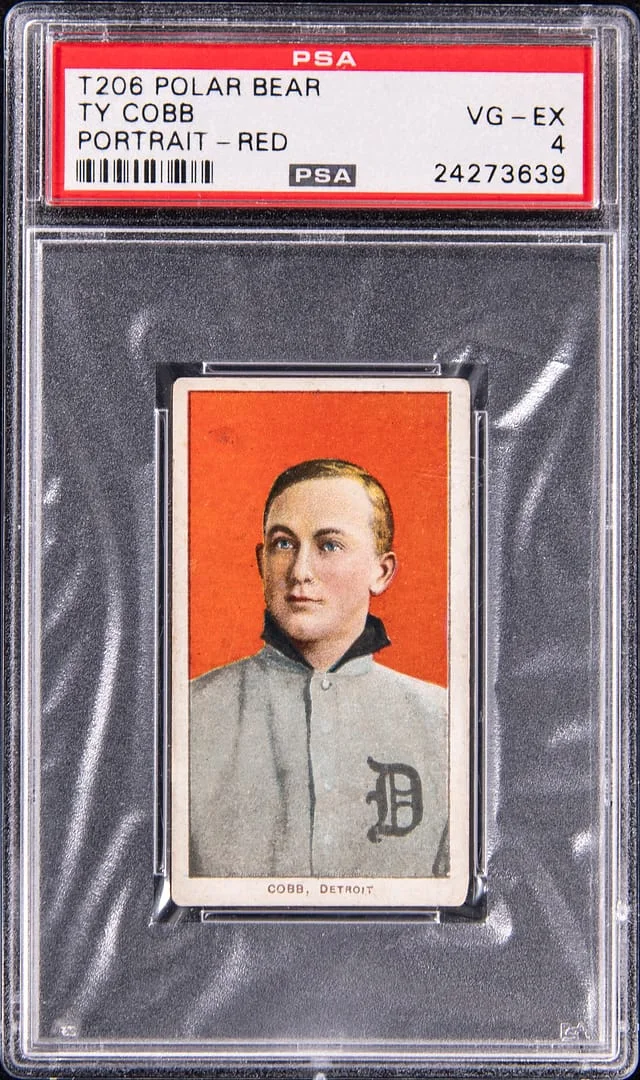 1909-11 T206 Ty Cobb, Portrait, Red Background - Polar Bear White Border #no-number card image