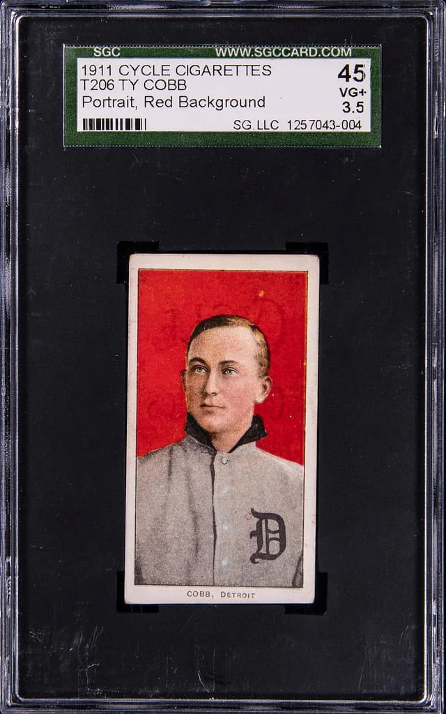 1909-11 T206 Ty Cobb, Portrait, Red Background - Rare Cycle/460 Back White Border #no-number card image