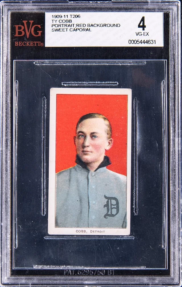 1909-11 T206 Ty Cobb, Portrait, Red Background - Sweet Caporal 350/30 White Border #no-number card image