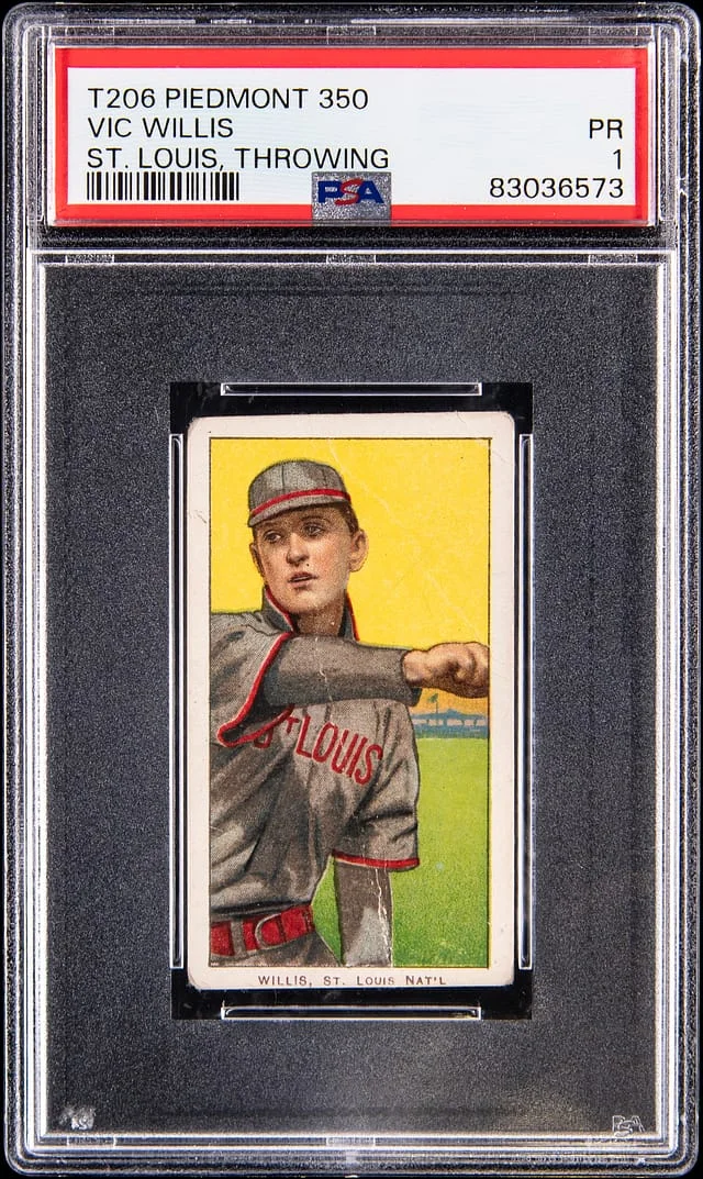 1909-11 T206 Vic Willis, St. Louis, Throwing - Piedmont/350 White Border #no-number card image