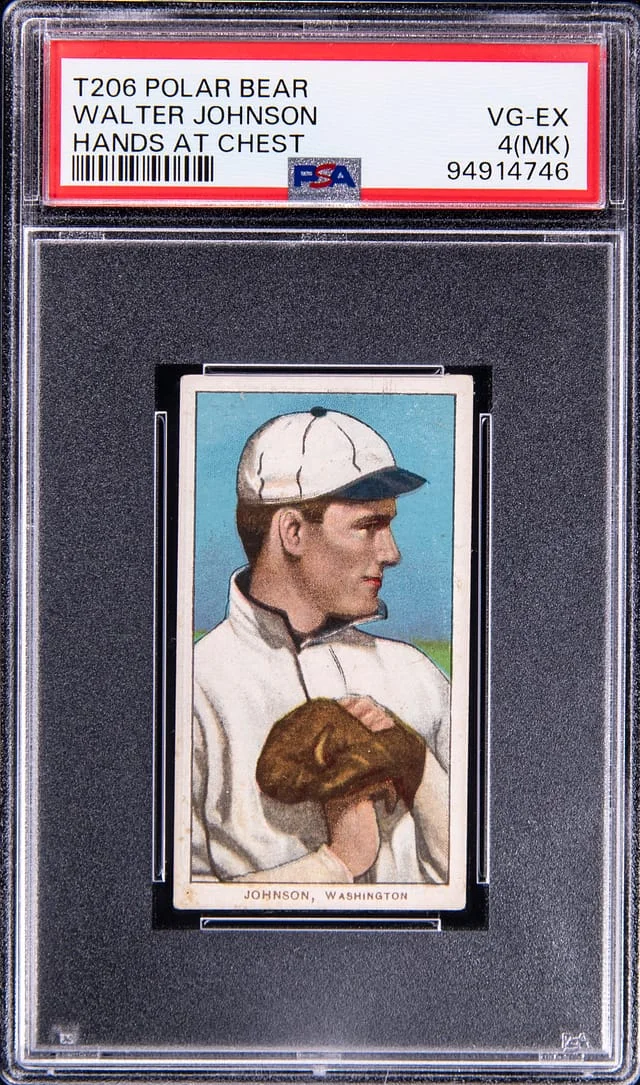 1909-11 T206 Walter Johnson, Hands At Chest White Border #no-number card image
