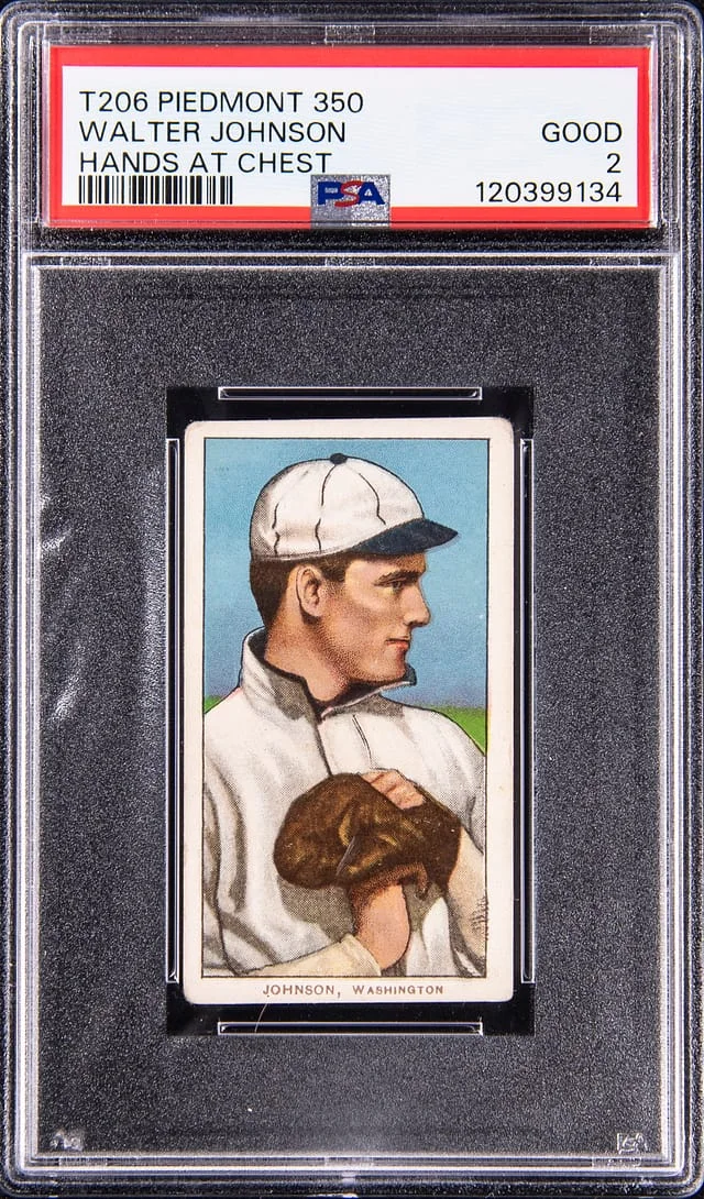 1909-11 T206 Walter Johnson, Hands At Chest - Piedmont/350 White Border #no-number card image