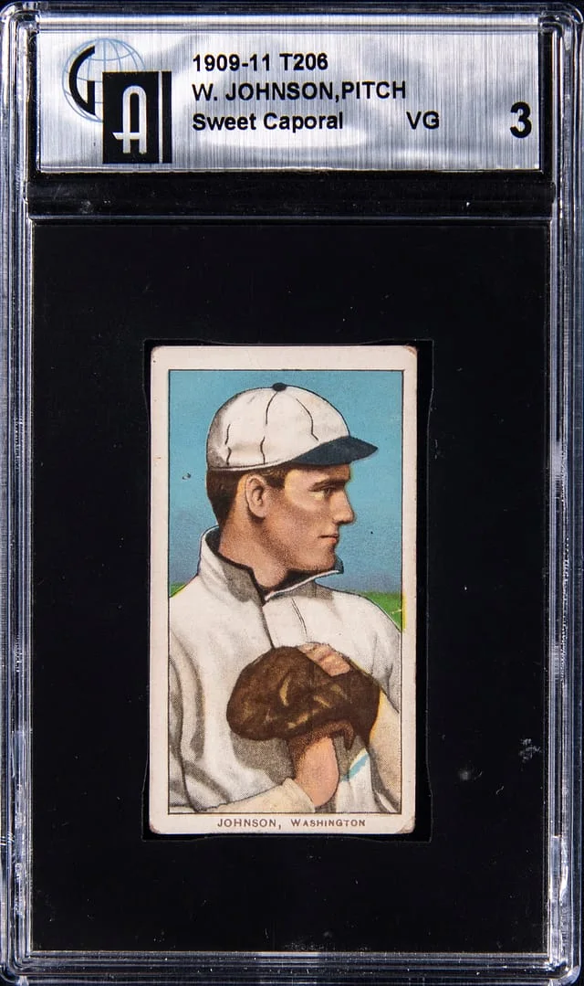 1909-11 T206 Walter Johnson, Hands at Chest - Sweet Caporal/350 White Border #no-number card image