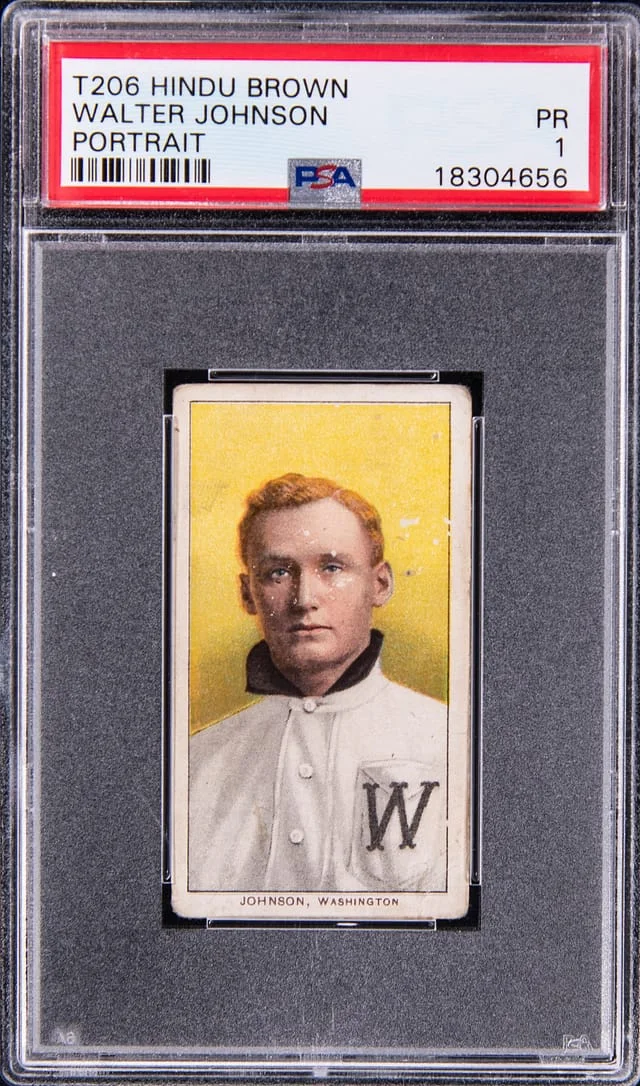 1909-11 T206 Walter Johnson, Portrait - Hindu Brown White Border #no-number card image