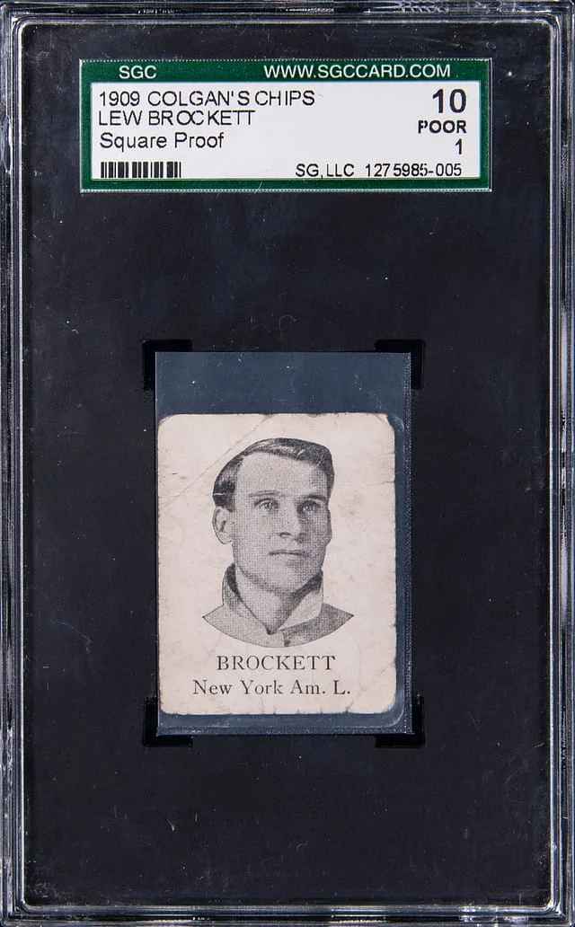 1909 Colgan's Chips Square Proof Lew Brockett #NNO card image