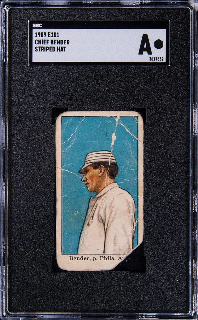1909 E101 Chief Bender (Striped Hat) #NNO card image