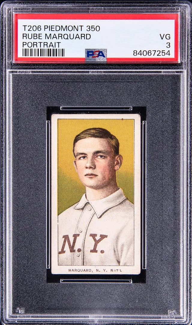 1909 T206 Portrait # Rube Marquard Piedmont #350 card image