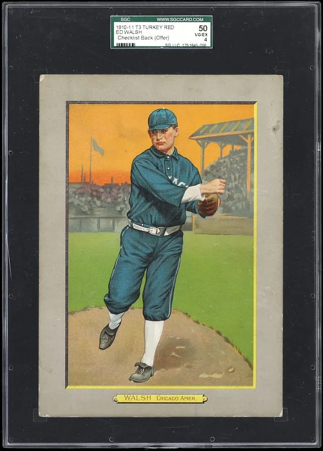 1910-11 T3 Turkey Red Ed Walsh, Checklist Back Cabinets #125 card image
