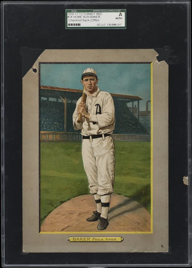 1910-11 T3 Turkey Red Home Run Baker Checklist Back #78 card image