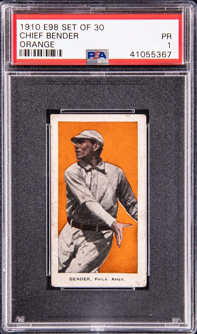 1910 E98 Set of Chief Bender, Orange Background #30 card image