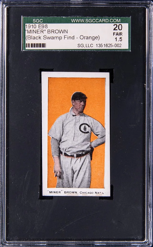 1910 E98 Set of Miner (Mordecai) Brown, Orange - Black Swamp Find Example #30 card image