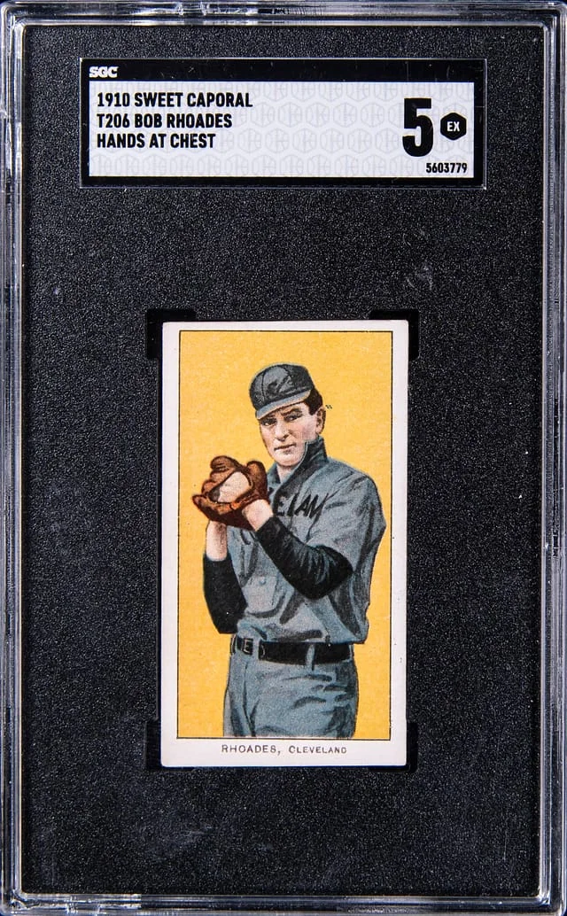1910 Sweet Caporal Hands at Chest Bob Rhoades #T206 card image