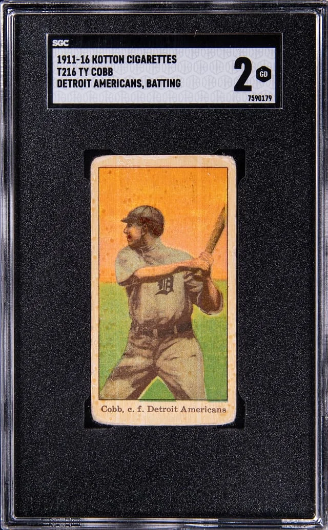 1911-16 T216 People’s Tobacco Co. Kotton Cigarettes Type (1-2-3 Ad Back) Ty Cobb #1 card image