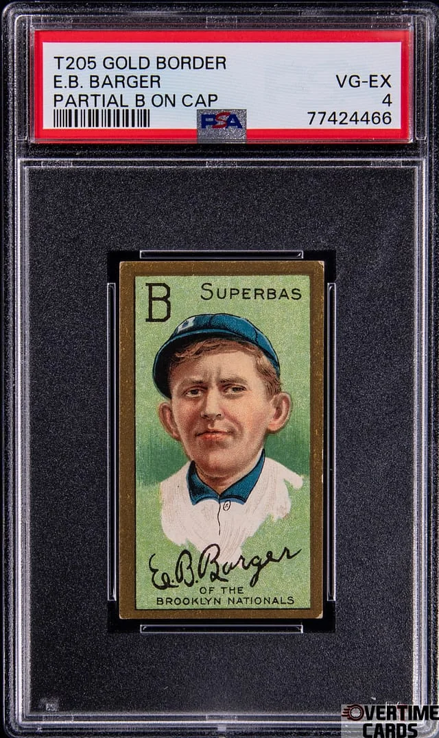 1911 T205 E.B. Barger, Partial B on Cap Gold Border #no-number card image