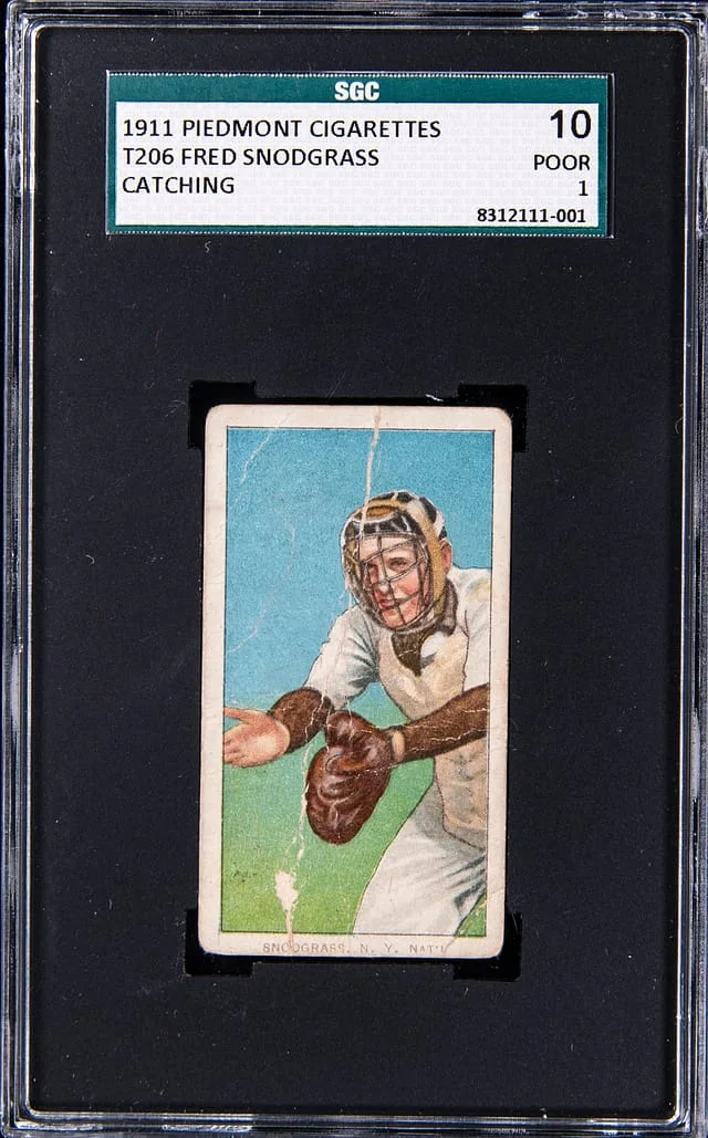 1911 T206 Fred Snodgrass (Catching) Piedmont Cigarettes #NNO card image