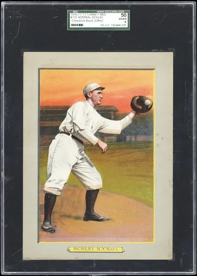1911 T3 Turkey Red Admiral Schlei, Checklist Back (Offer) Cabinets #115 card image