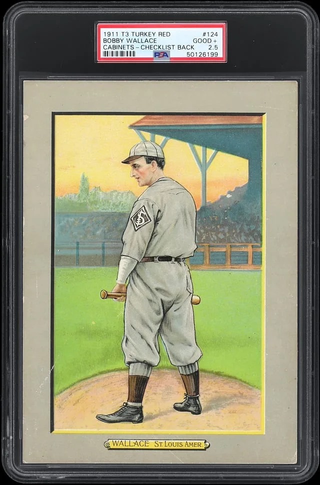 1911 T3 Turkey Red Bobby Wallace, Checklist Back Cabinets #124 card image