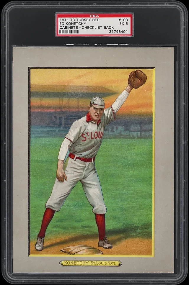 1911 T3 Turkey Red Ed Konetchy, Checklist Back Cabinets #103 card image