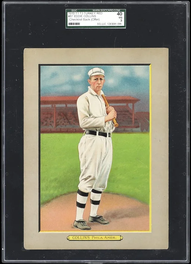 1911 T3 Turkey Red Eddie Collins, Checklist Back Cabinets #87 card image