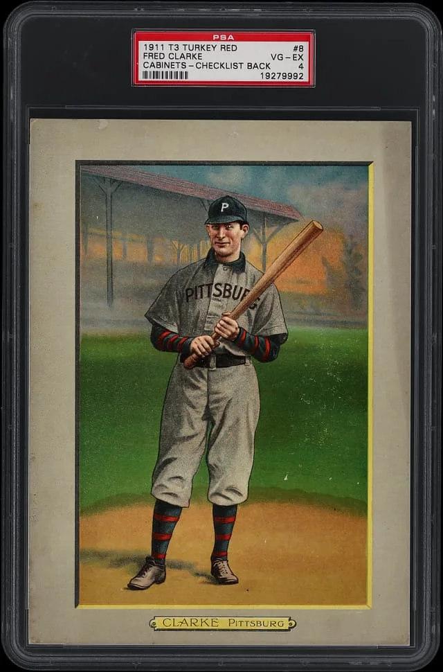 1911 T3 Turkey Red Fred Clarke, Checklist Back Cabinets #8 card image