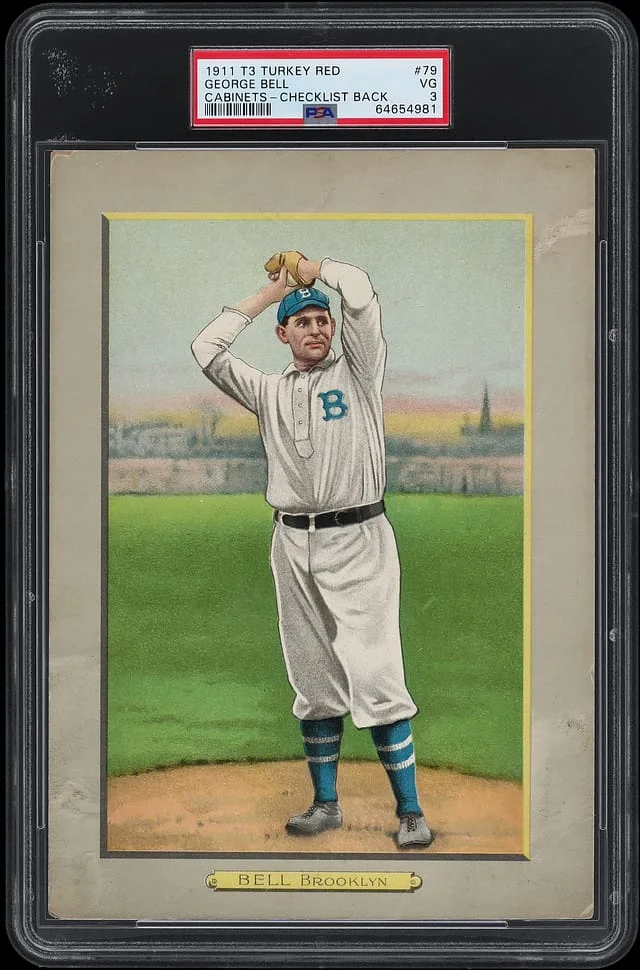 1911 T3 Turkey Red George Bell, Checklist Back Cabinets #79 card image