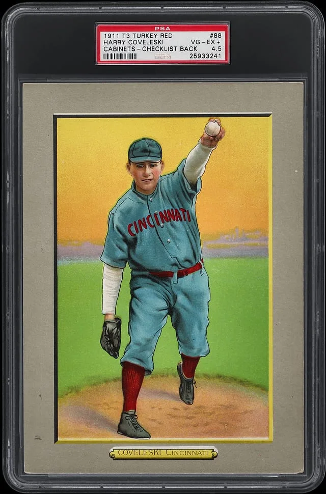 1911 T3 Turkey Red Harry Coveleski, Checklist Back Cabinets #88 card image
