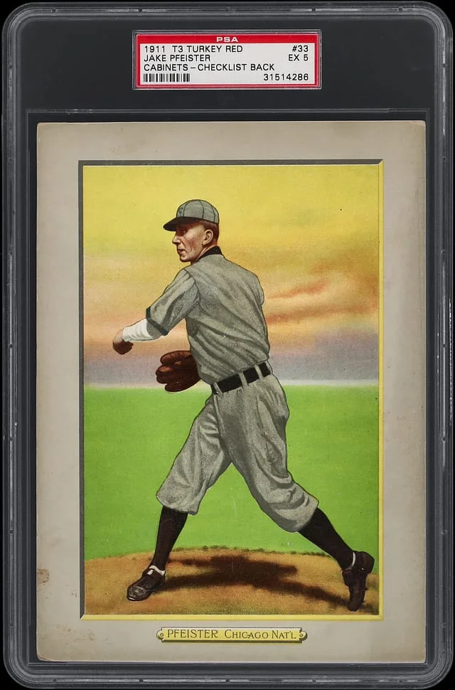 1911 T3 Turkey Red Jake Pfeister, Checklist Back Cabinets #33 card image