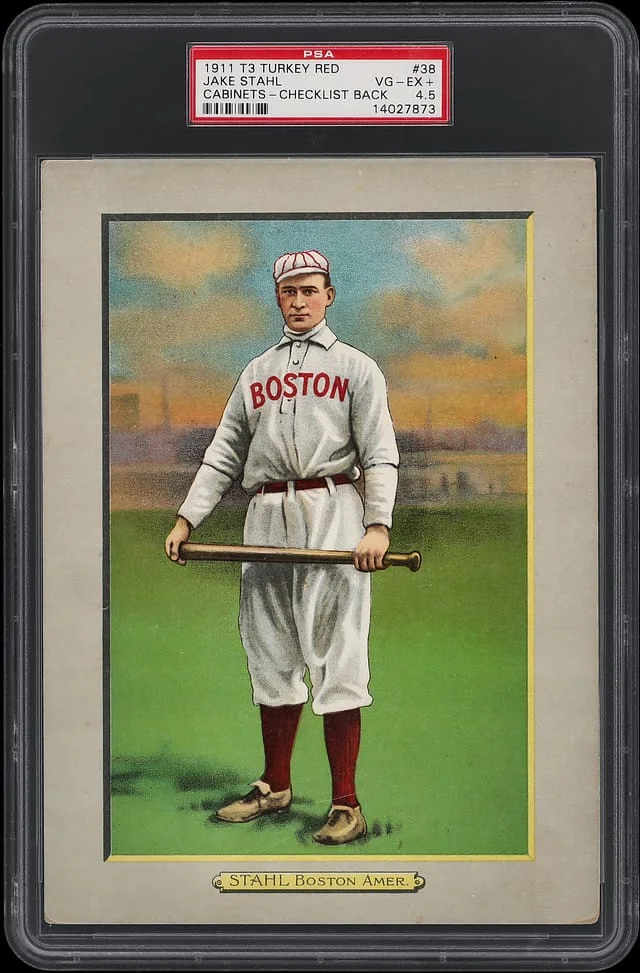 1911 T3 Turkey Red Jake Stahl, Checklist Back Cabinets #38 card image
