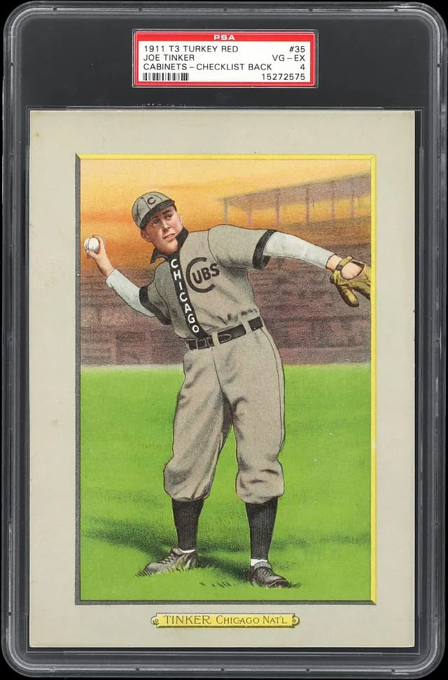 1911 T3 Turkey Red Joe Tinker, Checklist Back Cabinets #35 card image