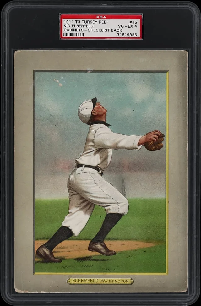 1911 T3 Turkey Red Kid Elberfeld, Checklist Back Cabinets #15 card image
