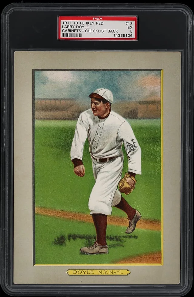 1911 T3 Turkey Red Larry Doyle, Checklist Back Cabinets #13 card image