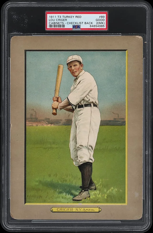 1911 T3 Turkey Red Lou Criger, Checklist Back Cabinets #89 card image