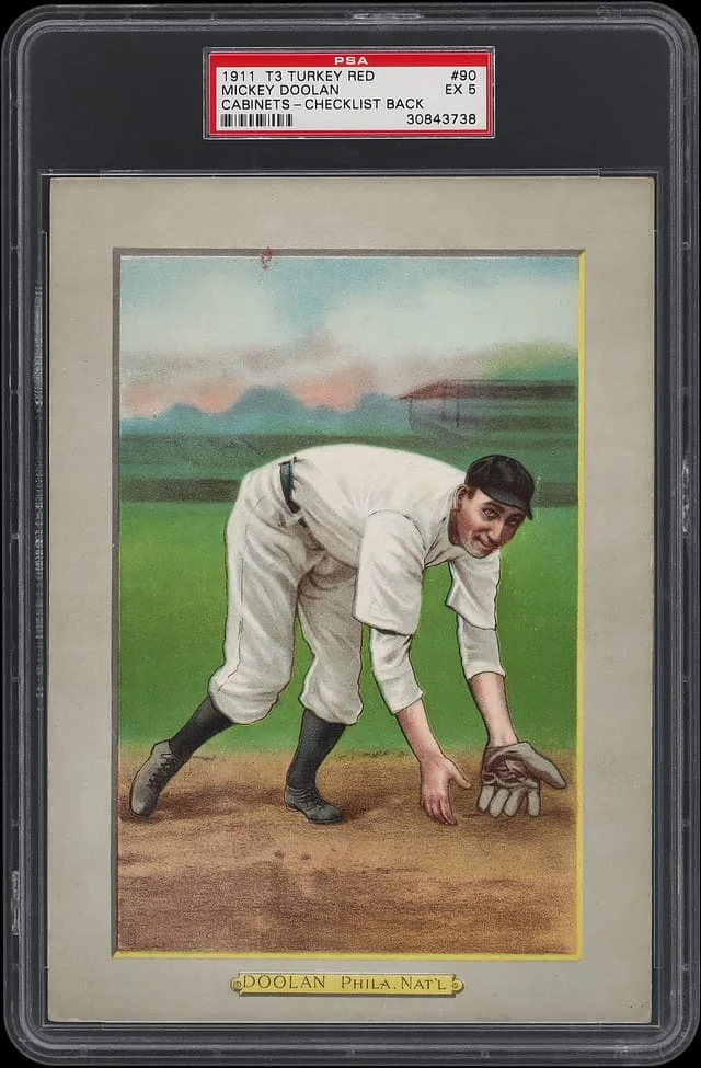 1911 T3 Turkey Red Mickey Doolan, Checklist Back Cabinets #90 card image