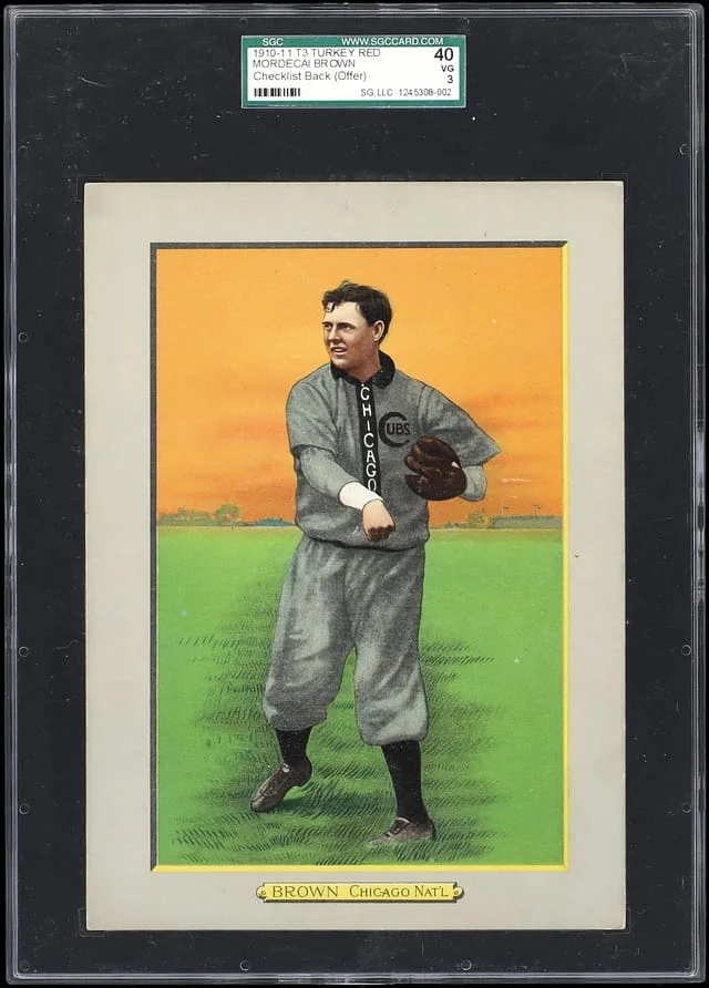 1911 T3 Turkey Red Mordecai Brown, Checklist Back Cabinets #1 card image