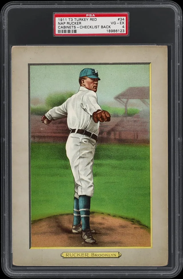1911 T3 Turkey Red Nap Rucker, Checklist Back Cabinets #34 card image