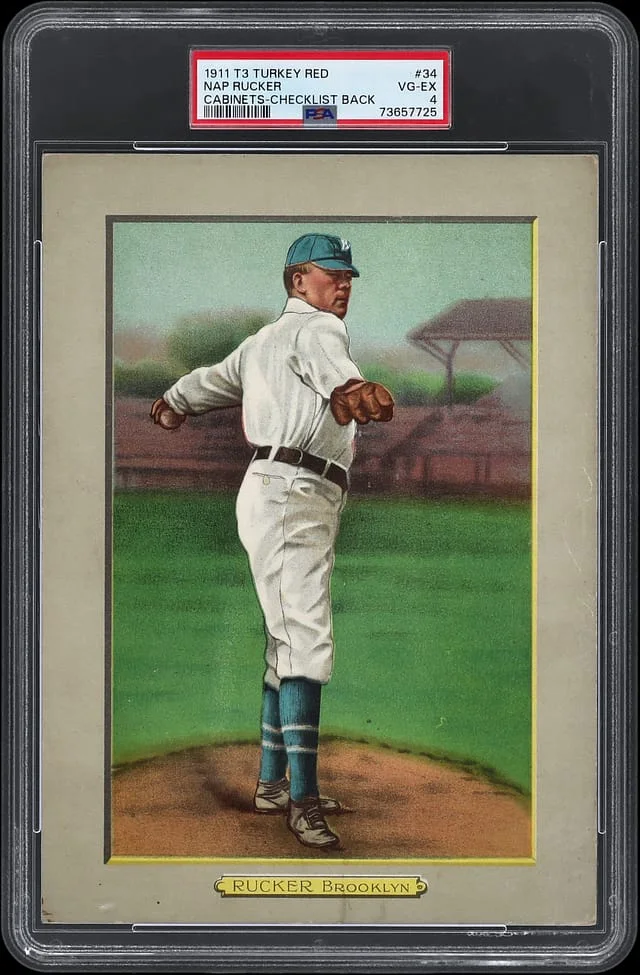 1911 T3 Turkey Red Nap Rucker, Checklist Back, With Offer Cabinets #34 card image